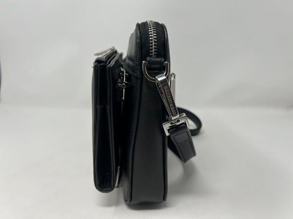 Petit Sac bandouillère 2 en 1 avec porte carte détachable en Cuir Véritable Noir , Kennedi
