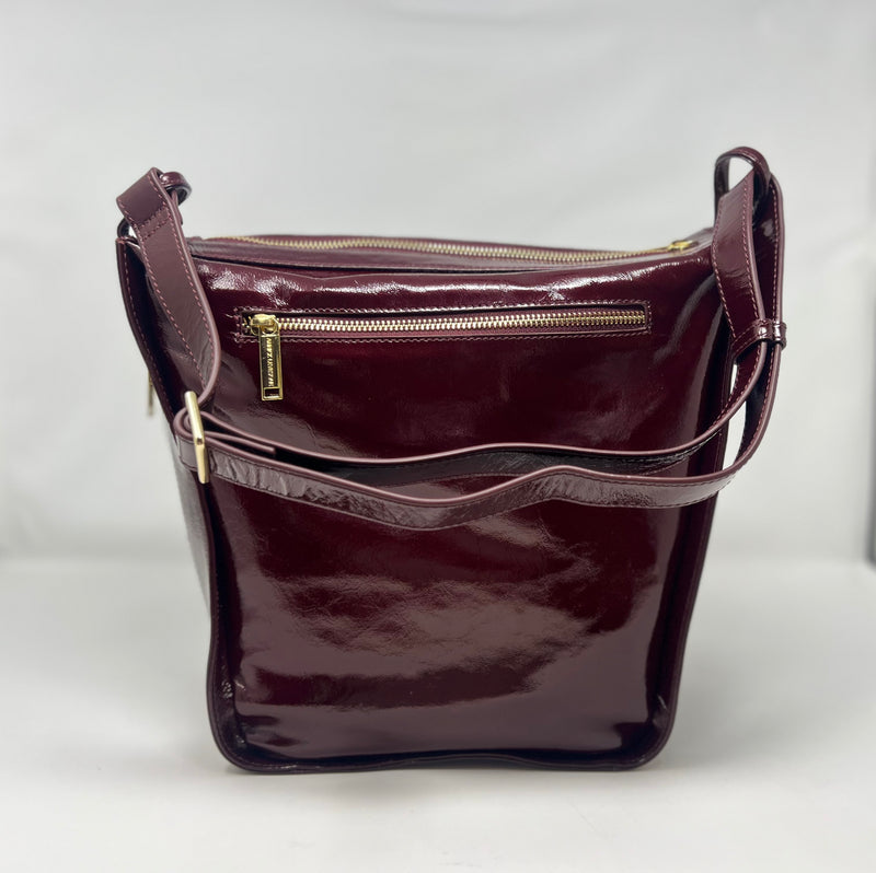 sac à main souple en bandoulière, Rouge bordeaux foncé patin souple, Julie