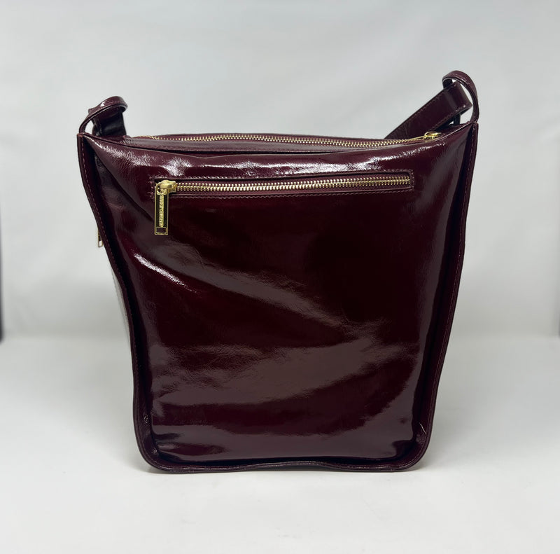 sac à main souple en bandoulière, Rouge bordeaux foncé patin souple, Julie