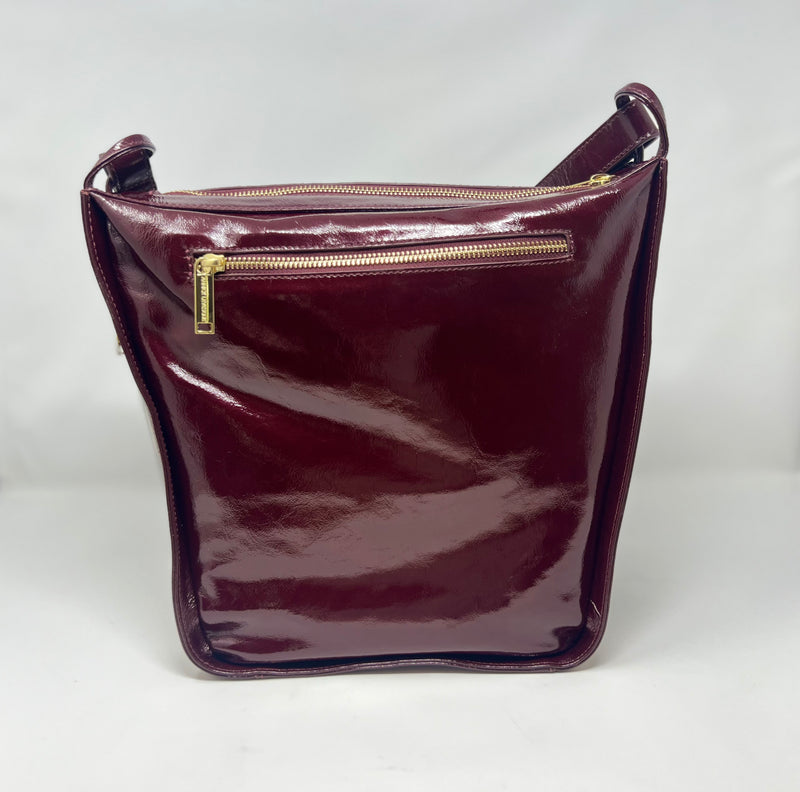 sac à main souple en bandoulière, Rouge bordeaux foncé patin souple, Julie