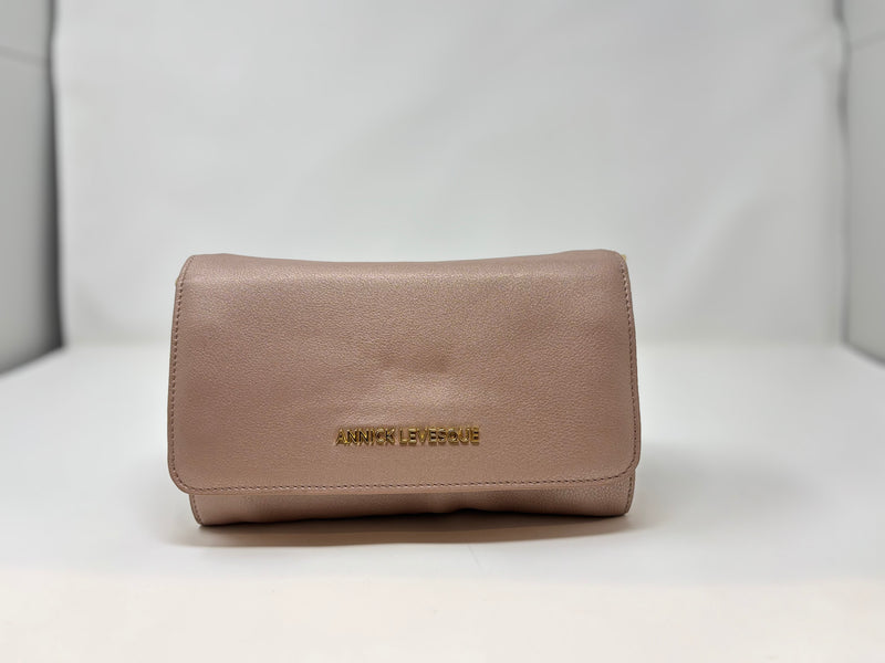 Sac à main en cuir véritable avec noeud papillon Scarlett, Champagne Vintage