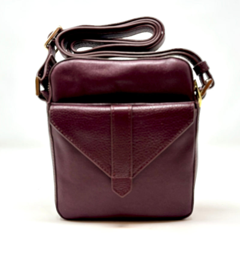 Petit sac en cuir véritable avec section pour carte RFID, Bordeaux verni, Nadine