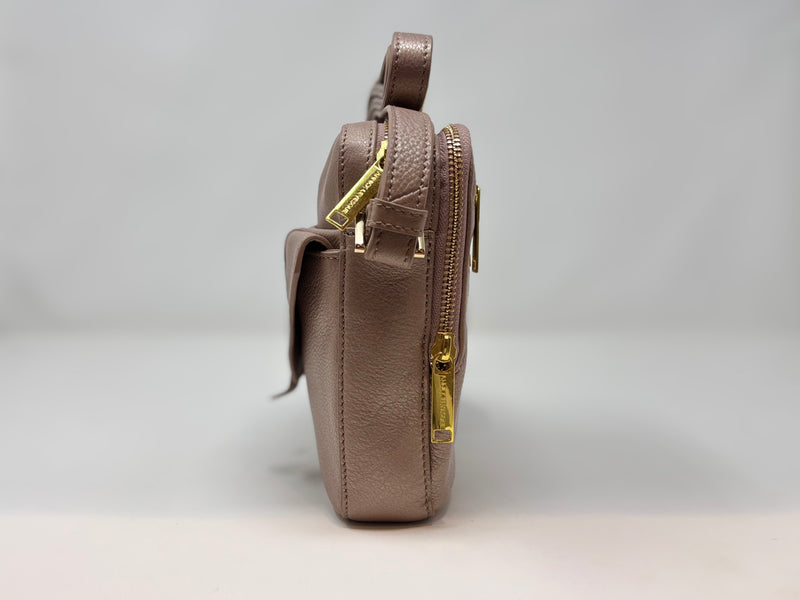 Petit sac en cuir véritable avec section pour carte RFID, Platine , Nadine