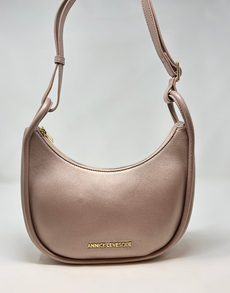 Petit Sac à Bandoulière en Cuir Champagne Vintage, Sabrina