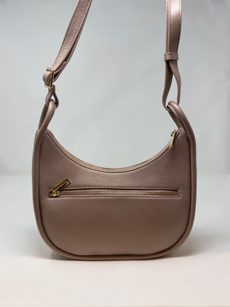 Petit Sac à Bandoulière en Cuir Champagne Vintage, Sabrina