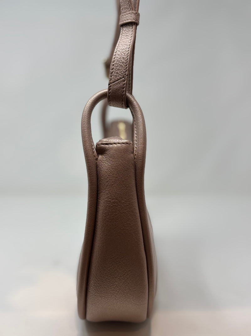 Petit Sac à Bandoulière en Cuir Champagne Vintage, Sabrina