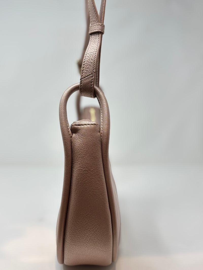 Petit Sac à Bandoulière en Cuir Champagne Vintage, Sabrina