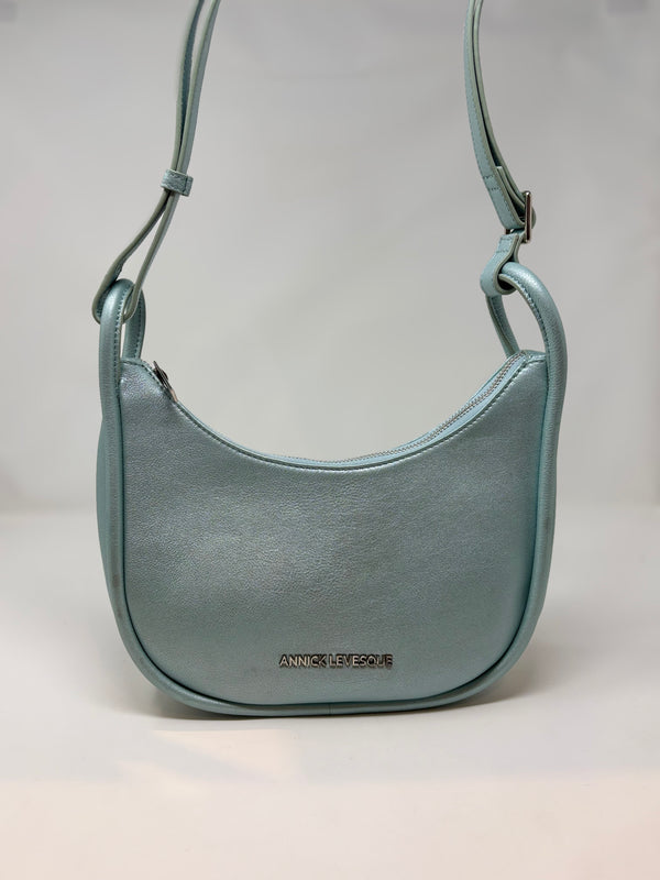 Petit Sac à Bandoulière en Cuir Bleu Céleste, Sabrina