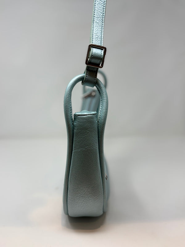 Petit Sac à Bandoulière en Cuir Bleu Céleste, Sabrina