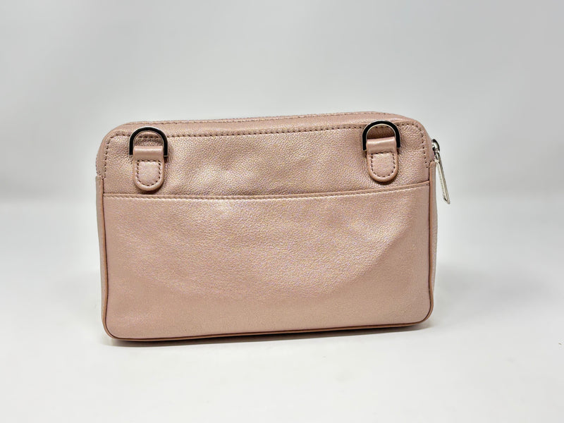 Petit sac bandoulière en Cuir Annie, Platine