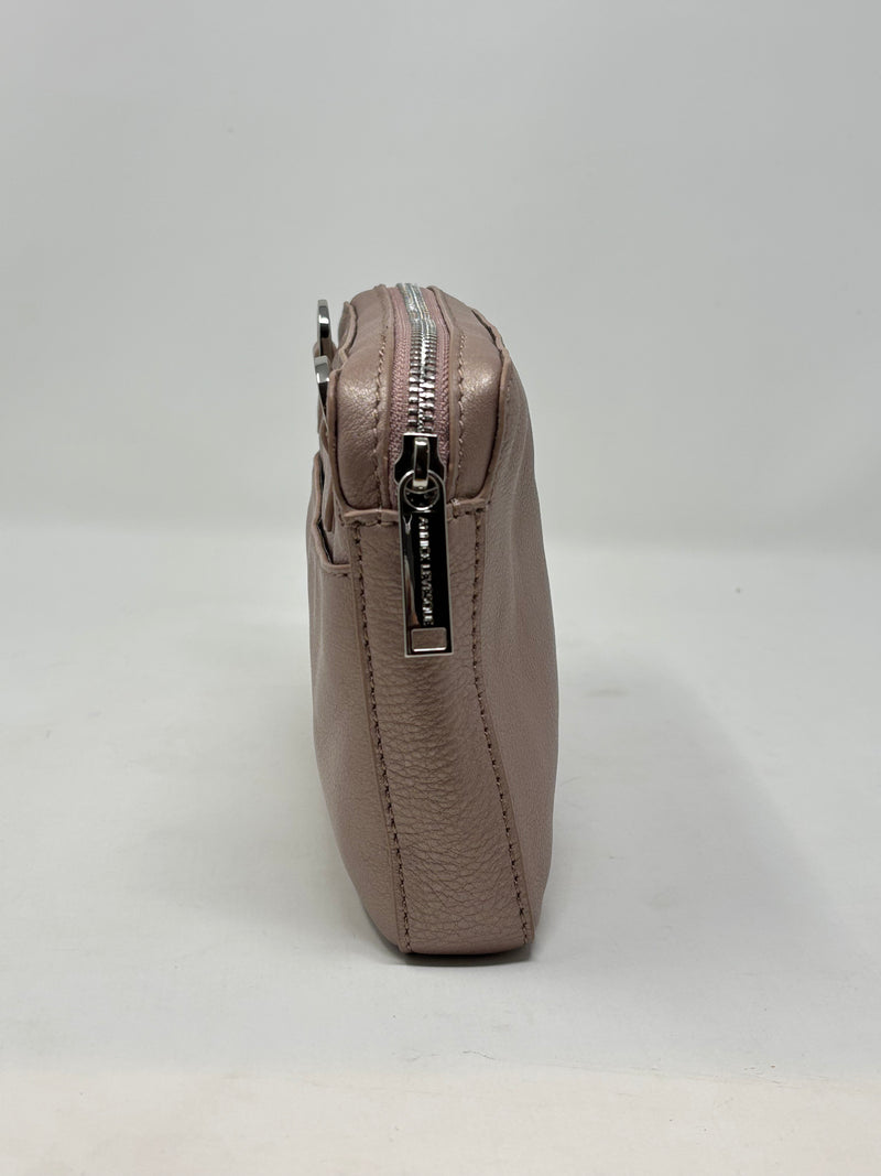 Petit sac bandoulière en Cuir Annie, Platine