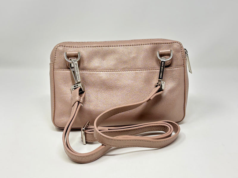 Petit sac bandoulière en Cuir Annie, Platine