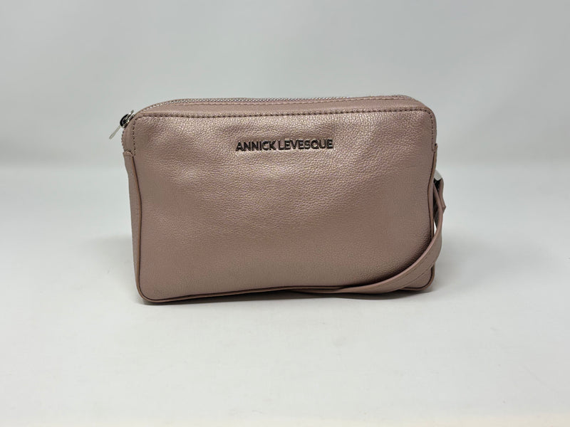 Petit sac bandoulière en Cuir Annie, Platine