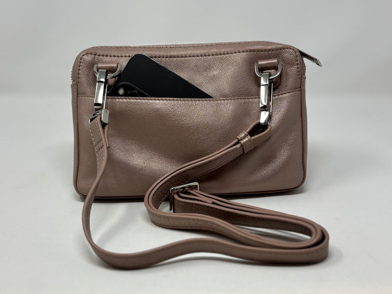 Petit sac bandoulière en Cuir Annie, Platine