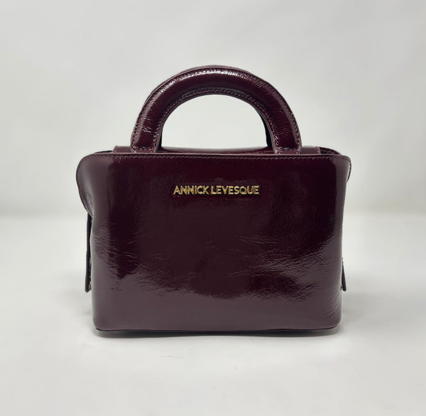 Sac à main en cuir Clarence , deux en un, rouge bordeaux foncé patin souple
