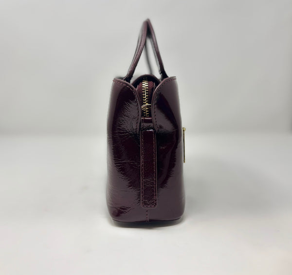 Sac à main en cuir Clarence , deux en un, rouge bordeaux foncé patin souple