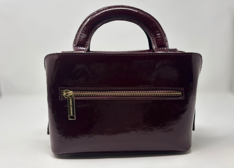 Sac à main en cuir Clarence , deux en un, rouge bordeaux foncé patin souple