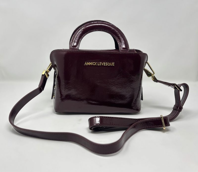 Sac à main en cuir Clarence , deux en un, rouge bordeaux foncé patin souple