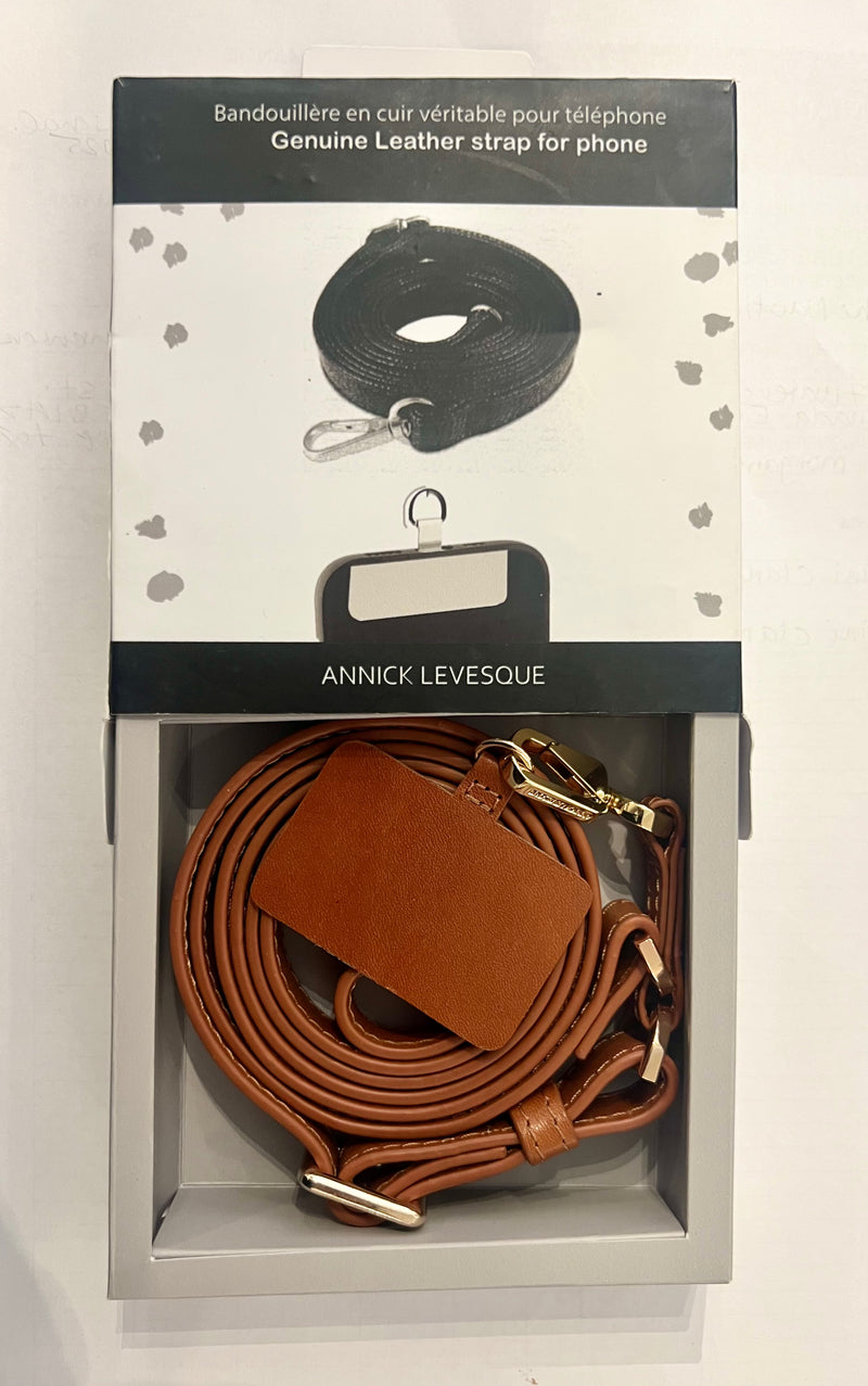 Bandouillère en cuir véritable pour téléphone/Genuine Leather strap for phone