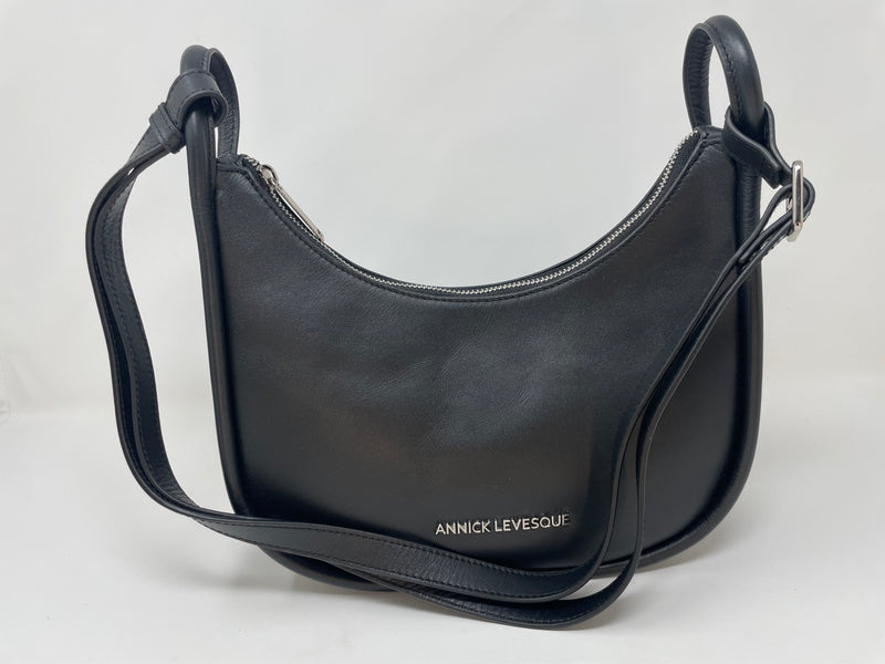 Petit Sac à Bandoulière en Cuir Noir, Sabrina