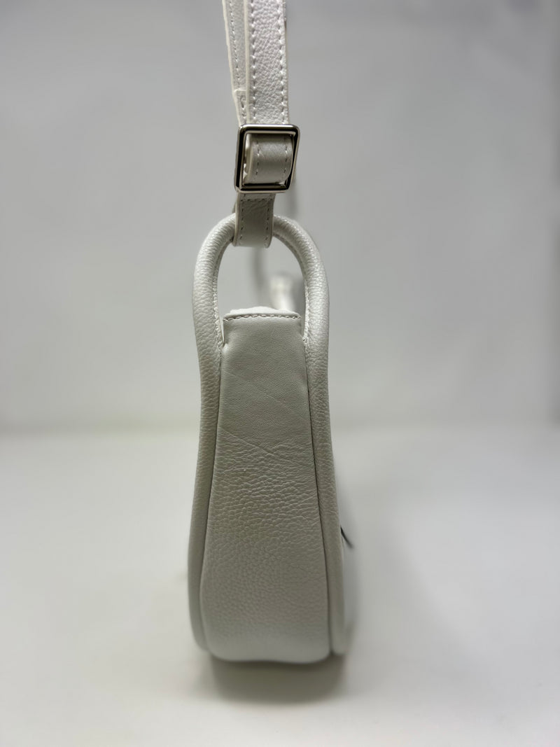 Petit Sac à Bandoulière en Cuir Blanc, Sabrina