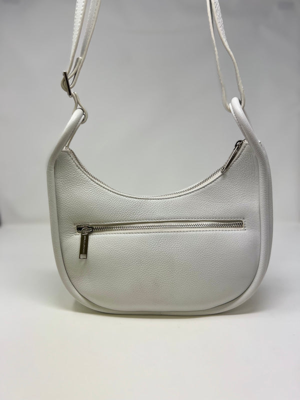 Petit Sac à Bandoulière en Cuir Blanc, Sabrina