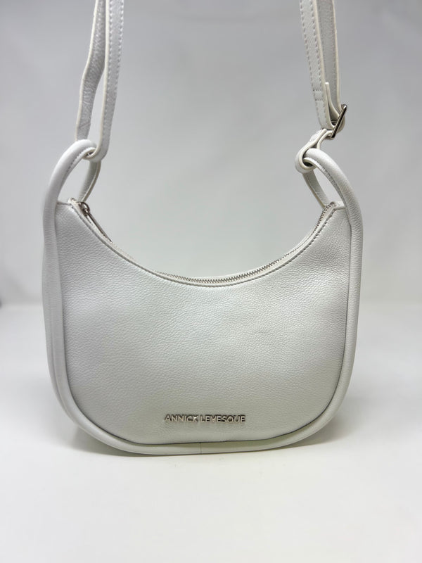 Petit Sac à Bandoulière en Cuir Blanc, Sabrina