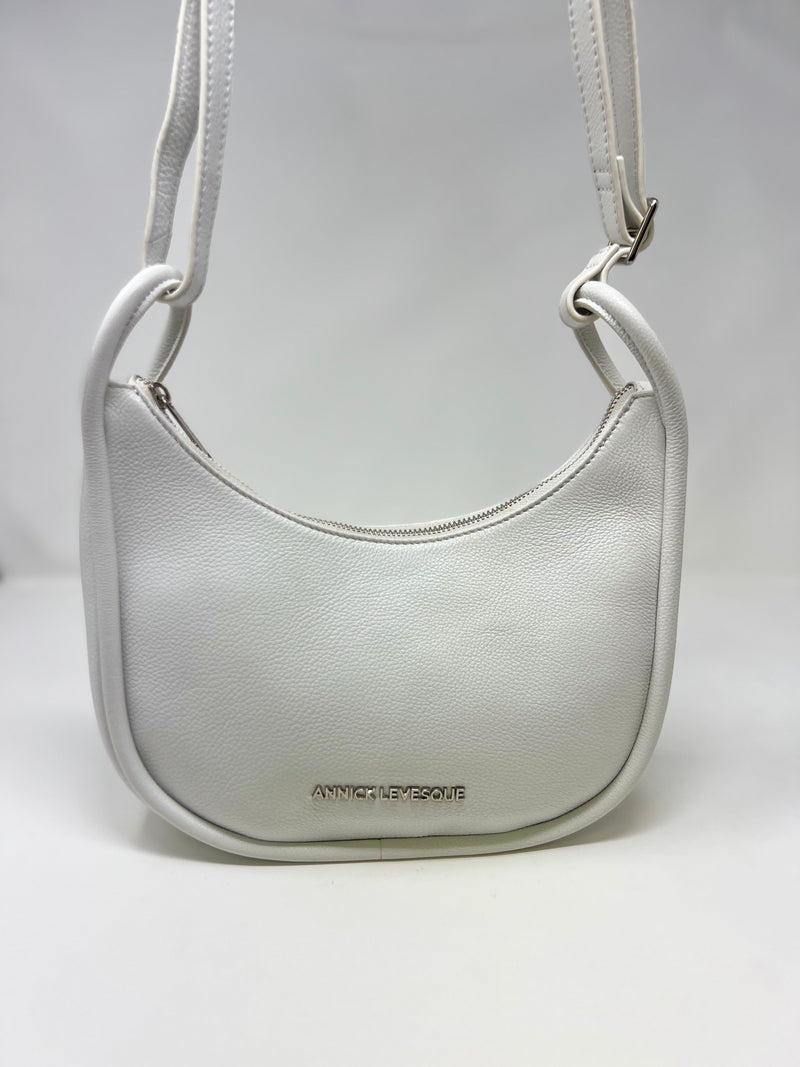 Petit Sac à Bandoulière en Cuir Blanc, Sabrina