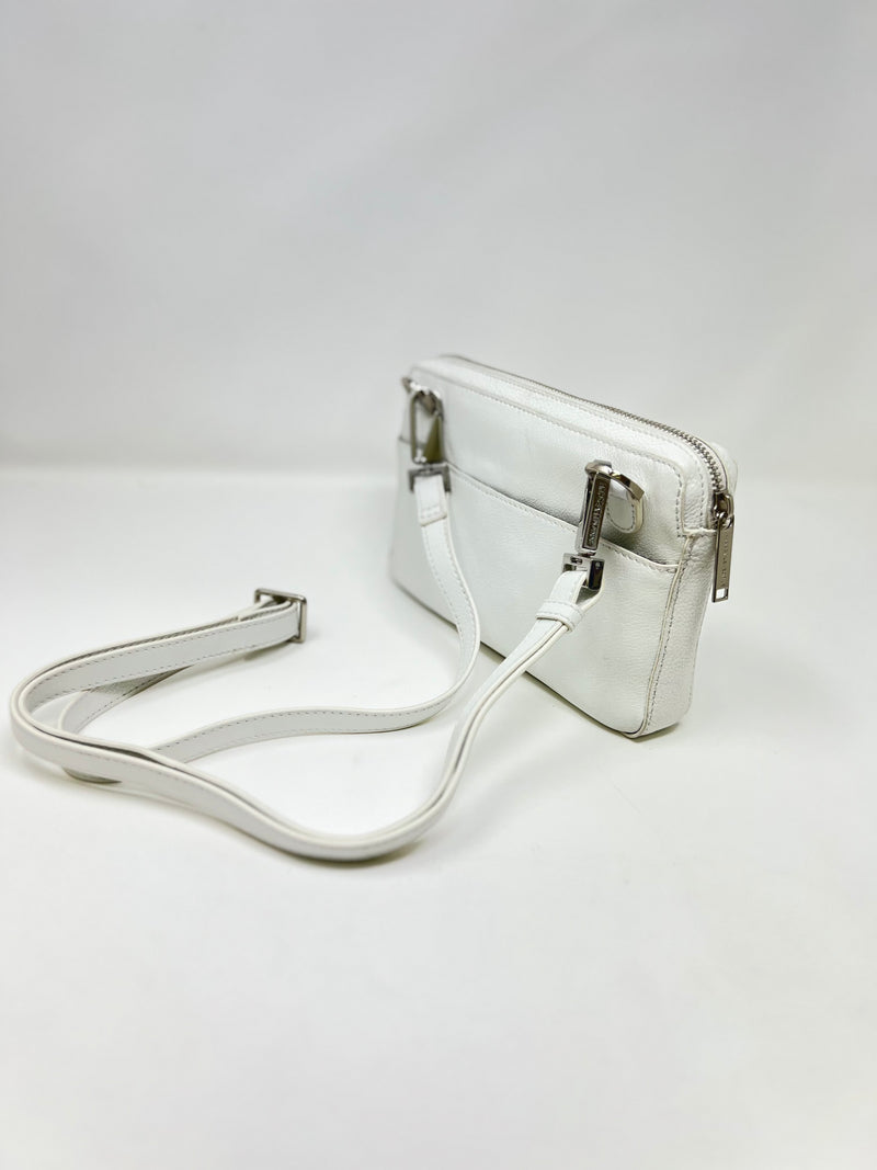 Petit sac bandoulière en Cuir Annie, Blanc
