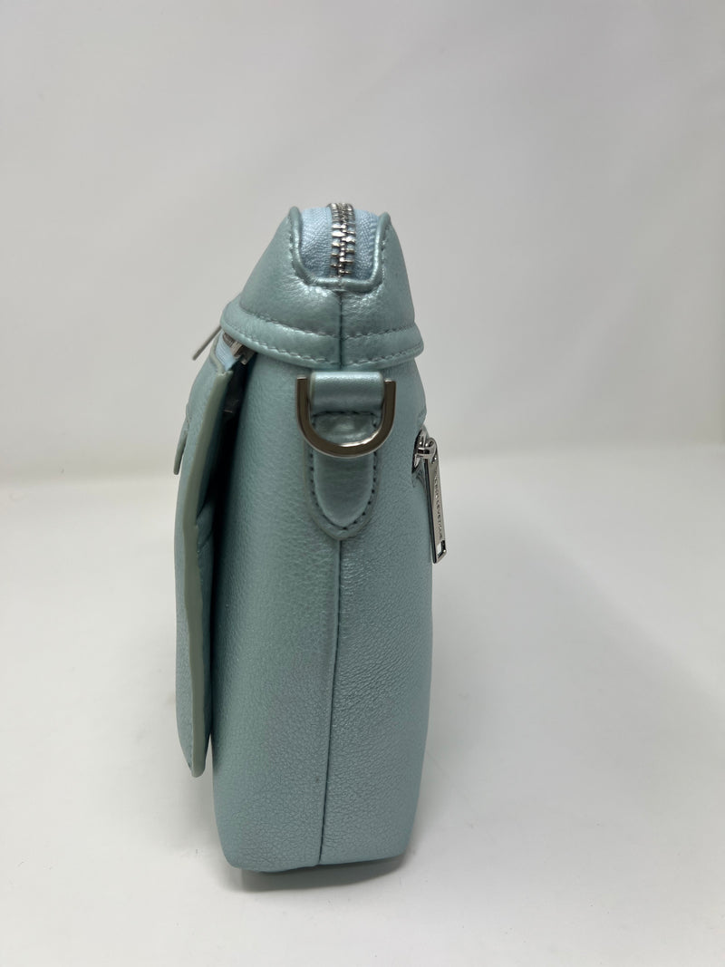 Petit Sac à Bandoulière en Cuir Bleu Céleste, Brigitte