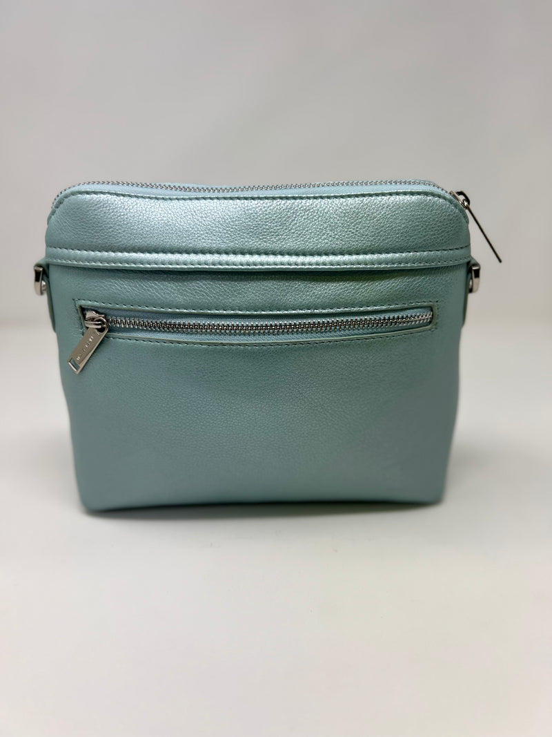Petit Sac à Bandoulière en Cuir Bleu Céleste, Brigitte