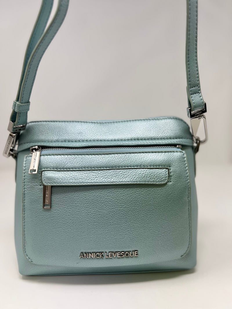 Petit Sac à Bandoulière en Cuir Bleu Céleste, Brigitte