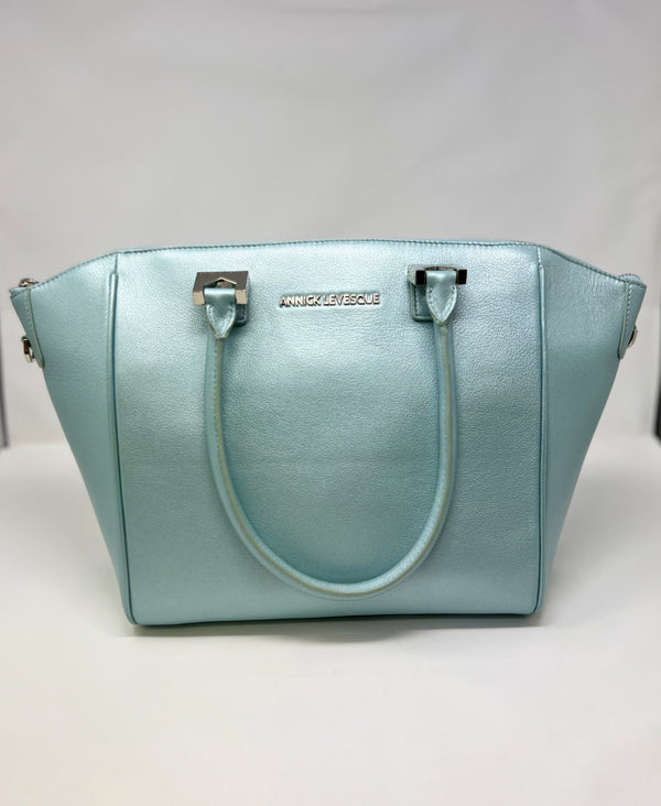 Sac à Main en Cuir véritable Mona moyen, Bleu Céleste