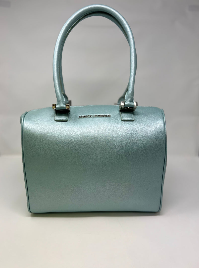 Sac à Main en Cuir véritable Mona moyen, Bleu Céleste