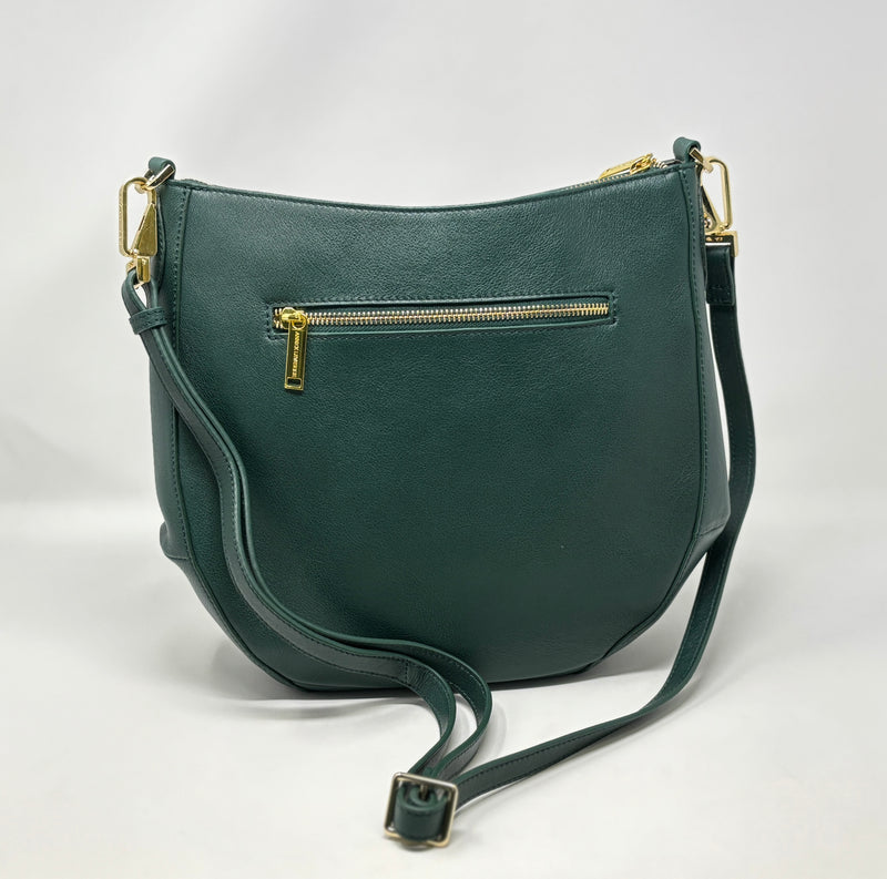 Sac à main en Cuir  Dark Green , 2-en-1, Isabelle
