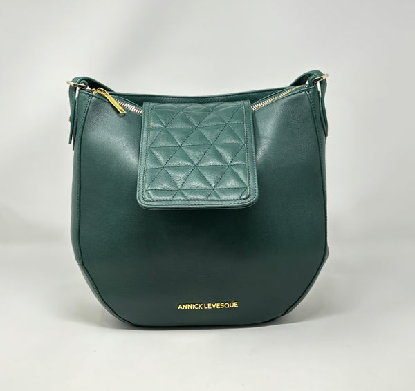 Sac à main en Cuir  Dark Green , 2-en-1, Isabelle