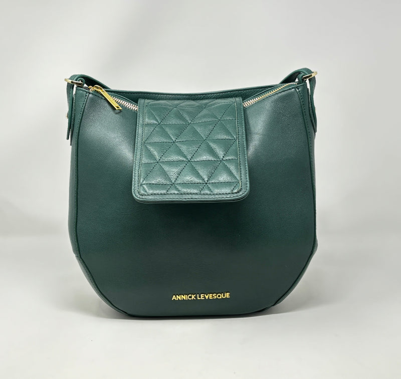 Sac à main en Cuir  Dark Green , 2-en-1, Isabelle