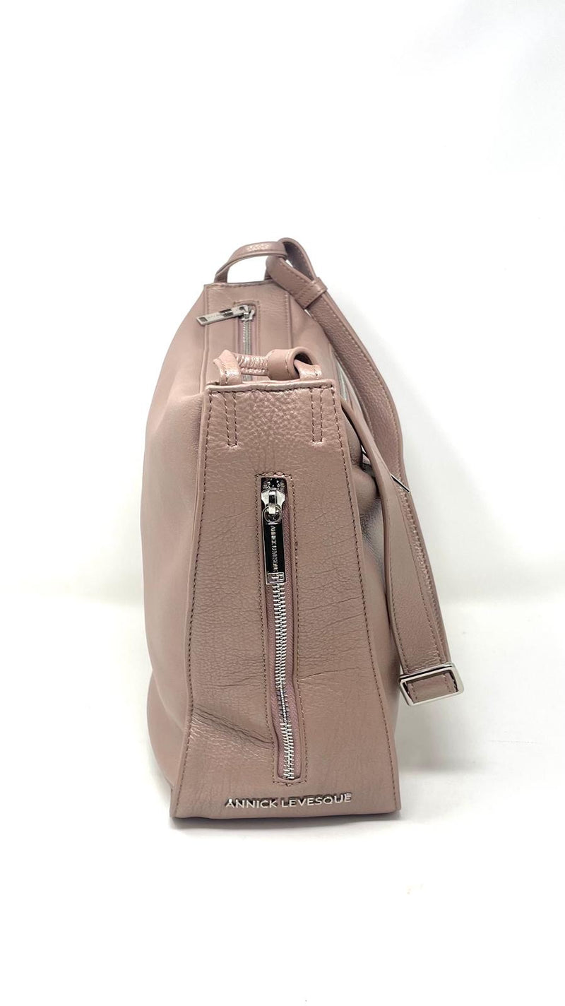 sac à main souple en bandoulière, rose platine, Julie