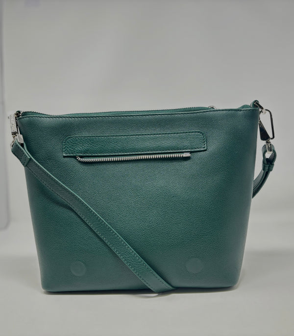 Sac à Main en Cuir véritable Dark Green, Lina
