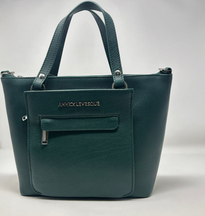 Sac à Main en Cuir véritable Dark Green, Lina