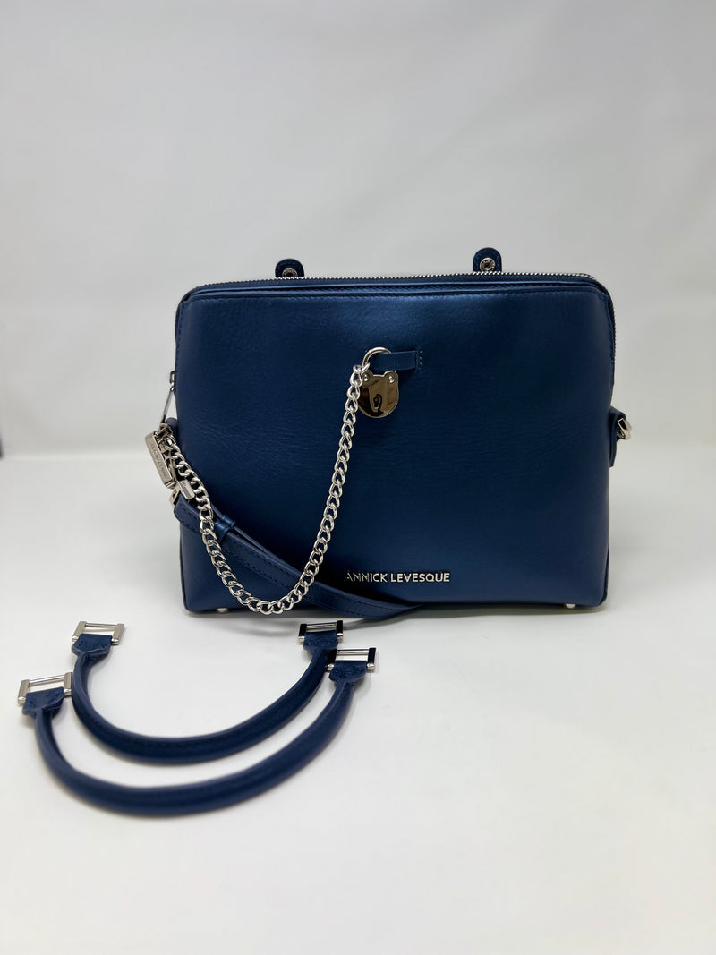 Sac à Main en Cuir Bleu marine, Miranda