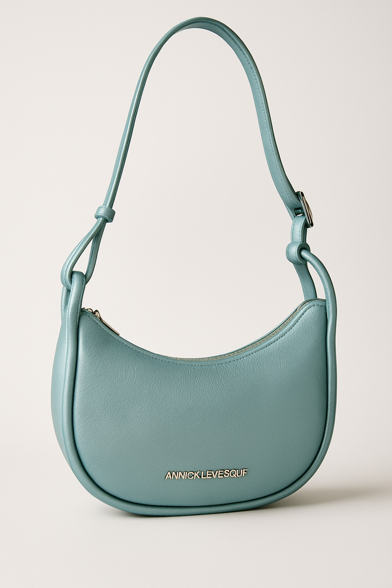 Petit Sac à Bandoulière en Cuir Bleu Céleste, Sabrina