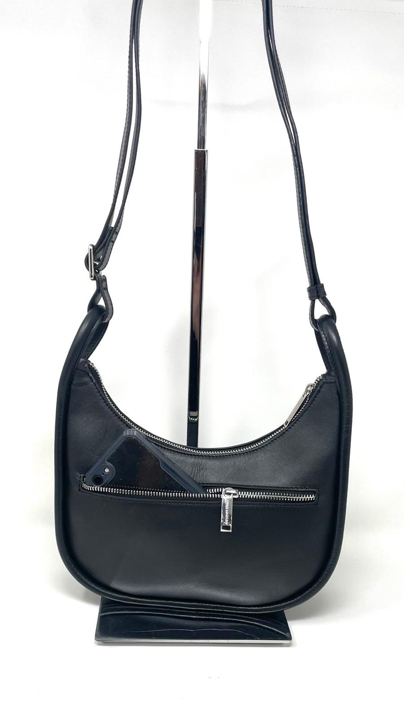 Petit Sac à Bandoulière en Cuir Noir, Sabrina