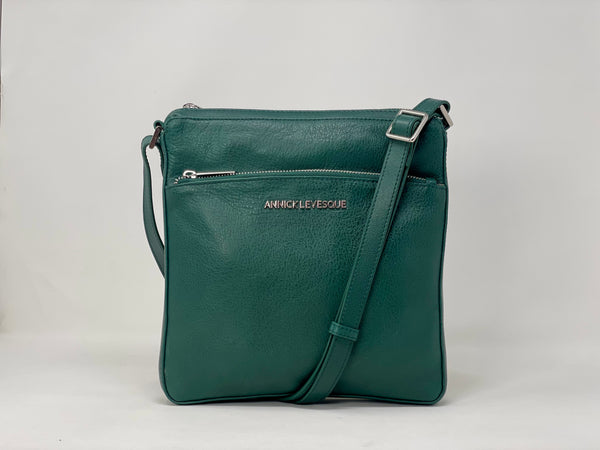 Sac à Bandoulière / Sacoche en cuir Dark-Green, Gisèle