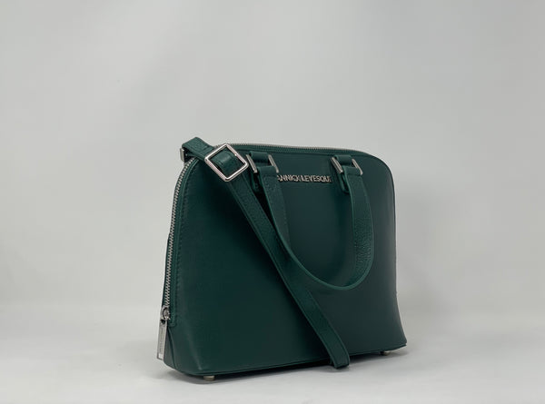 Sac à main en cuir Dark-Green, Justine