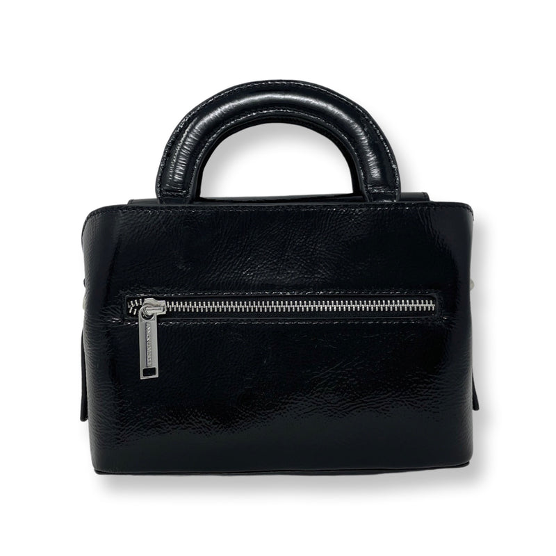 Petit Sac à Main en Cuir Vernis Noir Clarence Annick Levesque