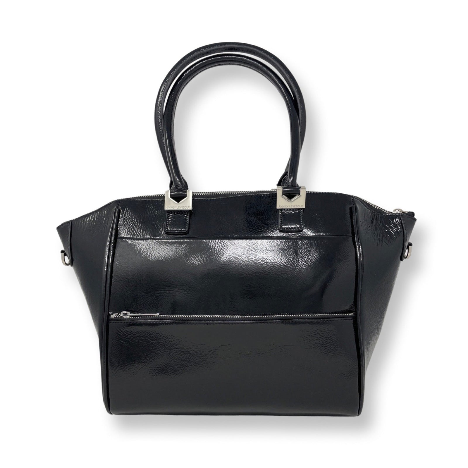 Sac à Main en Cuir Vernis Noir Patin Annick Levesque Mona