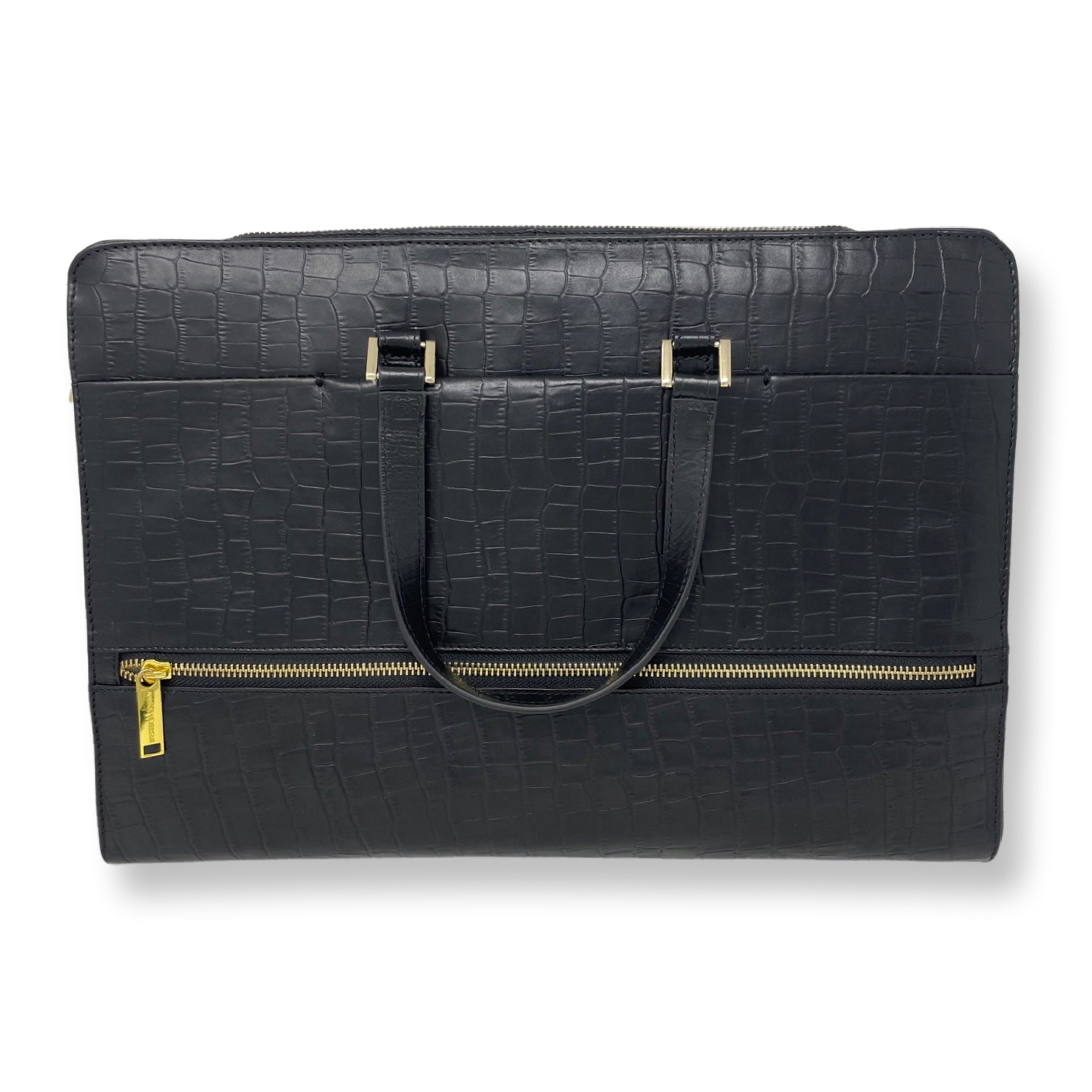 Sac pour Ordinateur Portable en cuir Croco Noir, Elizabeth �?? Annicklevesque