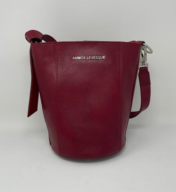 Sac à dos en Cuir Véritable Rouge Bordeaux, Olivia
